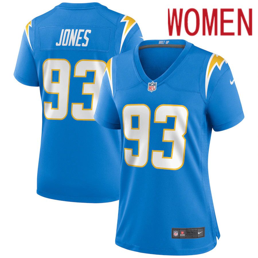 Women Los Angeles Chargers #93 Justin Jones Nike Powder Blue Game NFL Jersey->women nfl jersey->Women Jersey